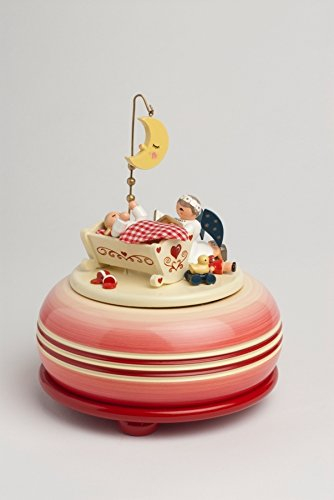 Rudolphs Schatzkiste Spieldose Gute Nacht mit Engel rot BxTxH= 12x12x14cm NEU Spielwerk Musik Musikdose Figur Seiffen Erzgebirge Holz Dekoration Weihnachten Dose Melodie