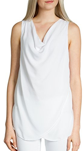 Caspar BLU016 leichtes Elegantes Damen Sommer Top mit Wasserfallkragen, Farbe:Weiss, Größe:One Size (S.M.L)