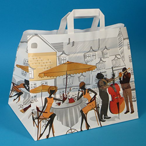 Pro DP 250 Papiertragetaschen Papiertüten Konditortragetaschen Bäckertragetaschen Kuchentragetaschen mit Flachhenkel weiß mit Neutralmotiv 32+22x27cm 80g/m²