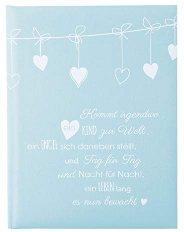 Goldbuch Babytagebuch Poetry Blue, Babybuch 21 x 28 cm, Tagebuch für Babyzeit mit 44 illustrierte Seiten, Buch mit Leinenstruktur, Blau, 11131