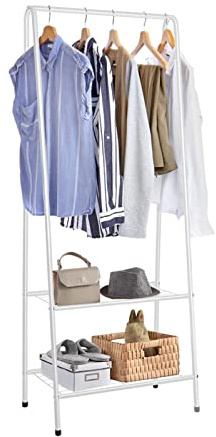 Quieting Clothes Rail Rack Garment Dress Hanging Coat Hat Display Stand Shoe Rack Storage Shelf White