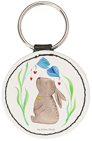 Mr. & Mrs. Panda Schlüsselanhänger Hase Blume - Geschenk, Taschenanhänger, mini, Geburtstag, Geburt, Schwangerschaft, Ostern, Kindergeburtstag, Schlüsselaccessoire, schlüsselbund anhänger, Kaninchen