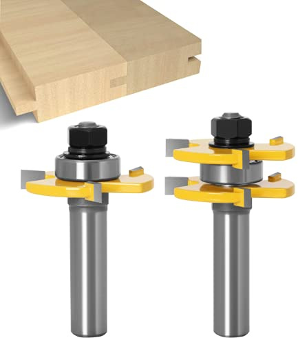 Tongue and Groove Set - APLUS Router Bit Set [ 2 Pcs ] - Woodworking Milling Wood Cutter Tool for Engraving Machine Trimming Machine (1/2 (12.7mm))
