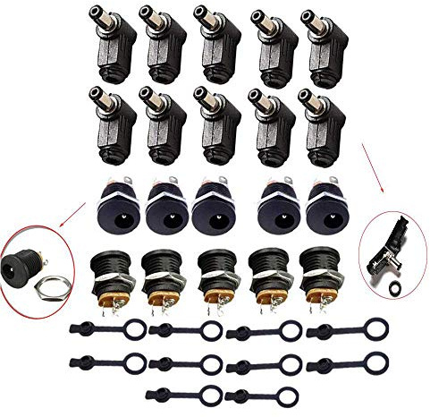 RUNCCI-YUN 12v mit 5,5 x 2,1 mm dc buchse，einbaubuchse 5,5 x 2,1，hohlstecker buchse，hohlstecker buchse Adapter stecker mit einbaubuchse(10 Sätze