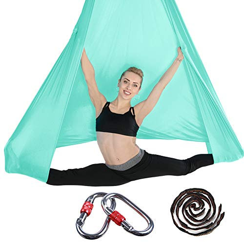 Aerial Yoga Tuch DIY Premium Silks Aerial Equipment Elastische Yoga Hängematte Tuch Sling Swing Vertikaltuch Yogatuch Hammock Fitness für Pilates Gymnastik Antigravity Inversionsübungen