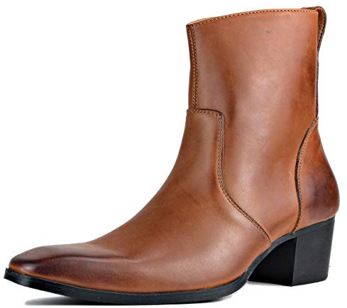 OSSTONE Stivaletto da Uomo Chukka in Pelle Stivaletti firmati Scarpe Casual Tacco Chelsea Stivali OS-JY002-Coffee-IT 10 caffè Marrone