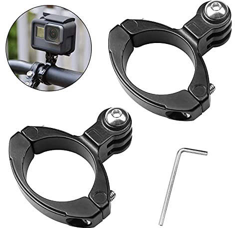 oupados 2Pcs Camera Handlebar Mount Adapter 26.5-32mm Aluminium Bike Motorcycle Standard Handlebar Mount for Action Camera- Black