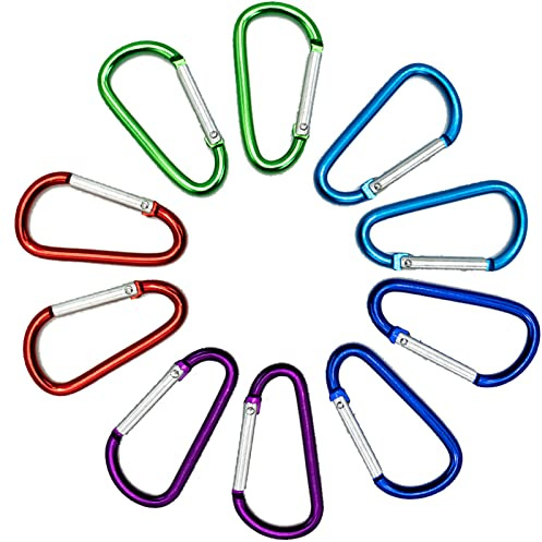 SZXMDKH 10 Stück Karabiner Schlüsselanhänger, Aluminiumlegierung Mini Karabinerhaken klein Schlüssel Karabiner für Camping, Angeln, Wandern oder Reisen (5 Farben)