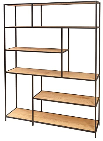 Bücherregal SLIM LINE 135cm - schwarz natur - Holzwerkstoff Metall | 6 Regalböden, Industrial Design, Wildeichen-Optik, 10 kg Belastbarkeit, echter Eyecatcher, pflegeleichte Oberfläche