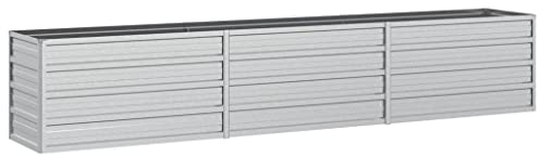 vidaXL Garten Hochbeet Pflanzkasten Pflanzbeet Gemüsebeet Blumenbeet Blumenkasten Frühbeet Gartenbeet Blumenkübel Pflanzkübel 240x40x45cm Verzinkter Stahl Silbern