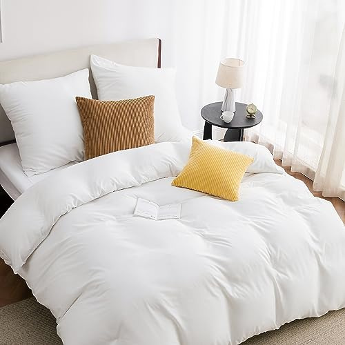 BEDSURE Bettwäsche 200x200 3teilig Mikrofaser - Weiß, 80x80 Kissen | Kontrast-Design Wendebettwäsche mit Reißverschluss, Oeko-TEX zertifiziert, einfache Montage, für Zuhause & Hotel