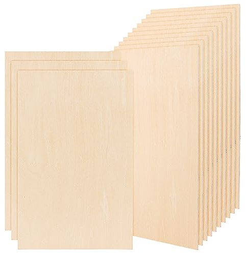 MUKCHAP 15-pack 300 x 200 x 1,5 mm lindträark, obehandlade balsaträskivor, tunna plywoodskivor, Träskivor för gör-det-själv-hantverk, arkitekturmodell