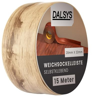 Dalsys 15m Plinthe souple autoadhésive chêne blanchi, profilé finition PVC pour joints