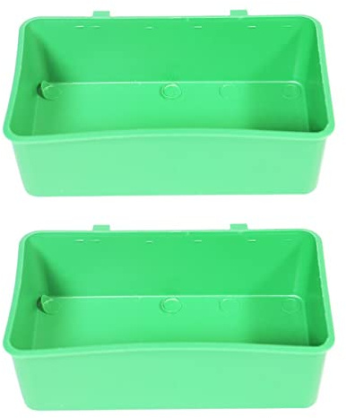 Vogelbadewanne mit Duschbecken, 2 Stück Kunststoff Grün für Kleine Vögel | Kreative Form, als Futterspender Nutzbar, für Haustier Vögel, mit Zubehör und Spielzeug