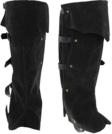 Perfeclan Kostümstiefelüberzüge Wasserdichtes Kostümzubehör Stiefeloberteil für Cosplay LARP Requisiten, Schwarz
