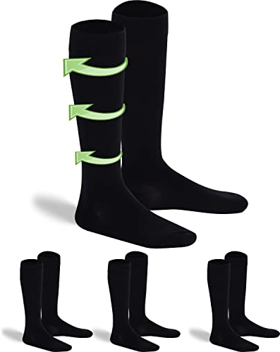 gigando 3 Paar Baumwoll Stützstrümpfe mit Kompression für Damen & Herren bei langem Sitzen & Stehen, Flug, Büro, Auto, schwarz, 43-46
