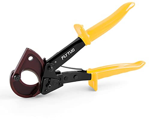 Flytuo Kabelschneider mit Ratsche, robustes Werkzeug für Aluminium, Kupfer und elektrische Drähte bis 240 mm², Gelb