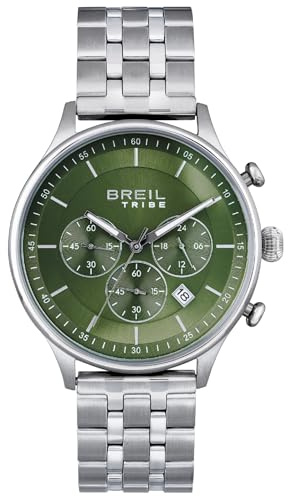 Breil, Classy Collection, Herrenuhr, Chronograph aus Edelstahl, PE902 SUNON Uhrwerk, Faltschließe mit Knöpfen, 42 mm Gehäuse, Wasserdicht, Verstellbare Länge 15,5-21 cm