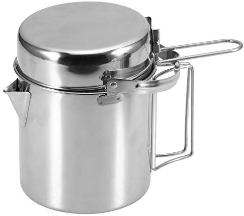 HUIOP 1L Stainless Steel Cooking Kettle Portable Outdoor Camping Backpacking Pot with Foldable Handle,stainless steel pot