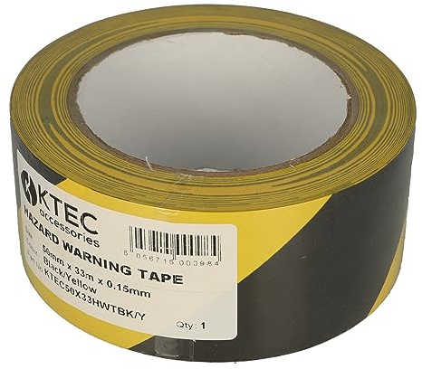 KTEC50X33HWTBK/Y | KTEC ADHESIVE HAZARD WARNING TAPE (BLACK/YELLOW), 50MM X 33M X 0.15MM THICKNESS. PVC