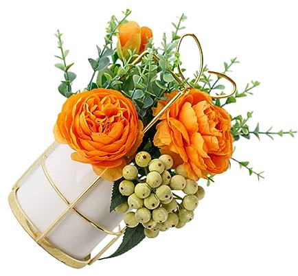 yuwqqoajv Fiori Artificiali Splendida Ortensia di Seta per Interni o Esterni Set di Fiori di Simulazione di Fiori di Ortensia di Seta di peonia Finta, Pinellia Arancione