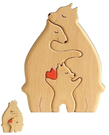 HPiano Puzzle Per La Famiglia Di Orsi In Legno,Puzzle con famiglia di orsi in legno, Family Members Bear Family Wooden Art Puzzle