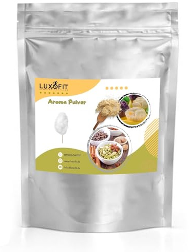 Luxofit Zuckerwatte Aroma Pulver, Geschmacksverstärker für Lebensmittel und Getränke, Intensive Geschmackserlebnisse, Aromen für Gourmet-Küche, Made in Germany, Vegetarisch und Vegan (50 g)
