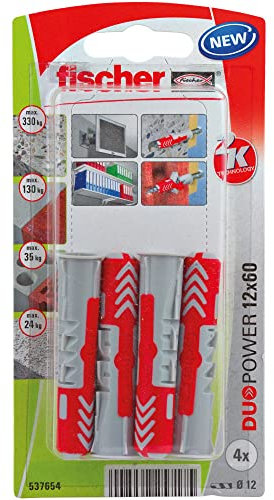 Fischer - Dübel – Blister mit 4 Universaldübeln Duopower Ø 12 x 60 mm. Fischer