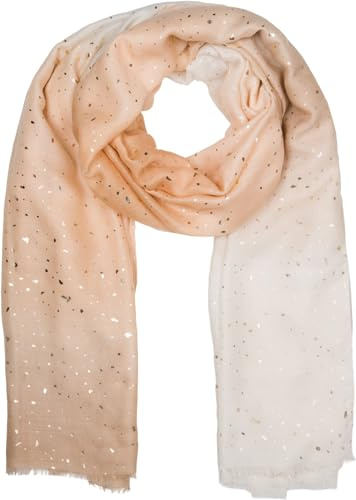 styleBREAKER Sciarpa da donna con sfumature multicolor e dettagli metallici, leggera e ampia con frange corte 01016226, colore:Marrone-Beige