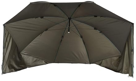 WESTLAKE Oval Carp Bivvy Brolly 60 with Storm Poles & Groundsheet, Fishing Shelter with Steel Frame & Taped Seams, 210D Fabric, Green