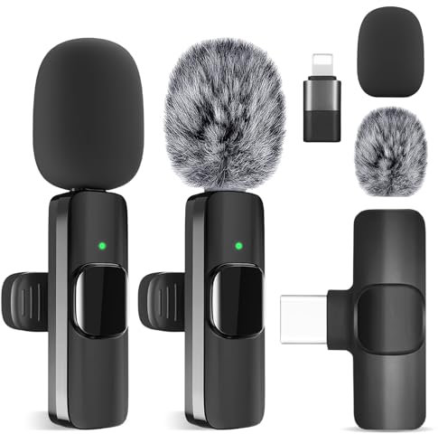 Micro Cravate sans Fil, 2 Pièces Mini Micro, Microphone De Lavalier sans, Micro Professionnel à Clipser pour Diffusion en Direct, Interviews, Tiktok