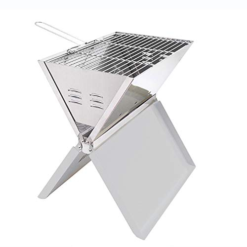 Barbecue pliable au charbon de bois, barbecue de camping, barbecue de table en acier inoxydable, pour les excursions, par exemple le camping, les pique-niques, 36 x 24 cm, barbecue de toutes sortes
