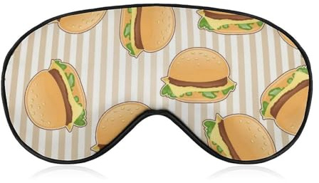 Muster (492) Neuartige bedruckte Schlafmaske, Augenabdeckung, kompatibel mit Hamburger, weiche Augenbinde, Gummiband, Nacht-Augenschutz, Reise-Nickerchen, für Frauen und Männer