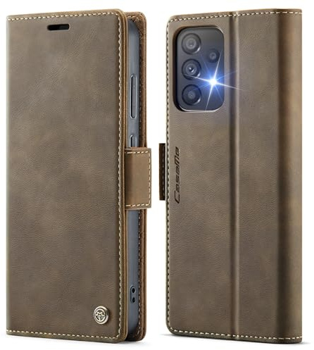 XYGLOW Handyhülle für Samsung Galaxy A53 5G Hülle Klappbar Premium PU Lederhülle Klapphülle【RFID Schutz】 Kartenfach Standfunktion Schutzhülle für Samsung A53 5G Flip Case Wallet Tasche Cover, Braun