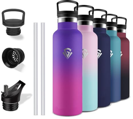 Grsta Borraccia Termica 750ml, Senza BPA, con Cannuccia, Senza Perdite, Borraccia Acciaio Inox, Doble Aislamiento, Palestra per Campeggio, Uffici, Caffè, Viaggio, Yoga