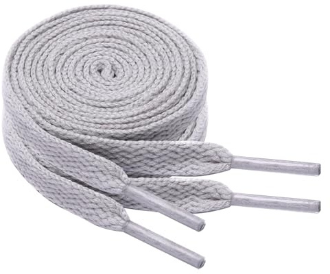 Chic Defend Lot de 2 paires de lacets plats de 8 mm de largeur Lacets de rechange pour chaussures de sport, baskets, chaussures de course, lacets pour hommes et femmes 60-180 cm, gris, 150 cm - 2 Paar