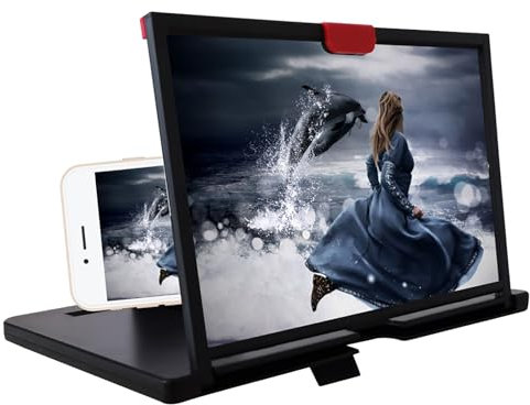 MOVKZACV Lente d'ingrandimento per schermo per cellulare, pieghevole, 30,5 cm, supporto 3D HD per cellulare, per film, video e giochi, per tutti gli smartphone (nero)
