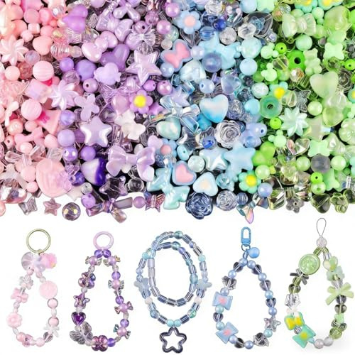 Wenyue Perlen Anhänger für Armbänder,DIY Bracelet Making Basteln,verschiedene Perlen Charms für Mädchen,für Schmuck Herstellung, Partys,für Schmuck, Armbänder, Ketten, Schlüsselanhänger, Basteln