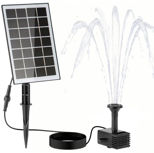 LESOLEIL Solar Brunnenpumpe, 3.5W DIY Solar Wasserpumpe im Freien mit 8 Düsen, verwendet für Vogelbäder, Hinterhöfe, Gärten und Teiche