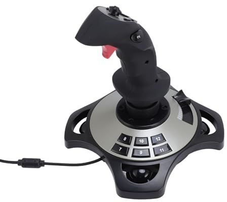 Dpofirs Simulator Joystick Controller with Vibration, Throttle, and Multi Functional Buttons, USB Wired Stick for 7 8 10 11, Easy Connection, Wide Compatibility