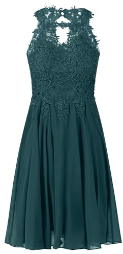 APART Fashion Damen Spitze Cocktailkleid, ärmelloses Partykleid, knielanges Chiffonkleid, Rückenausschnitt, bequemes Abendkleid, Elegantes Hochzeitskleid & Sommerpartykleid