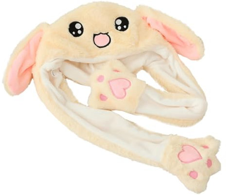 Toyvian 1stück Beweglicher Plüsch Hasenohren Hut Für Und Videos Lustiges Kostüm-accessoire Beige Für Partys Und Kreative Aufnahmen