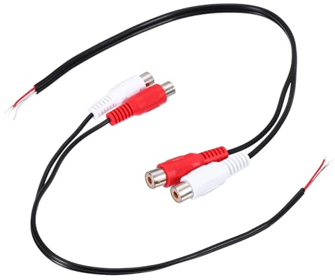 QUARKZMAN 12 Pollici Piatto Rosso/Bianco RCA 2-Femmina Spina Jack Connettore Adattatore a Filo Nudo Estremità Aperta Cavo Audio Video RCA per Amplificatore Cavo Altoparlante Confezione da 2