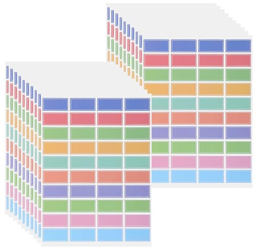 Mabor 800 Stück Etiketten Selbstklebend 30X11,8mm Wasserfeste Aufkleber zum Beschriften Mehrfarbig Klebeetiketten zum Beschriften Namensaufkleber Etiketten für Marmeladengläser Büroordner Küchenbedarf