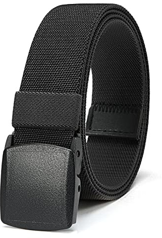 CHAOREN Cinturon Tactico Hombre, Cinturones Elastico Negro, cinto homem de trabajo Hebilla de Plástico, Aprobada para Aeropuerto 38mm
