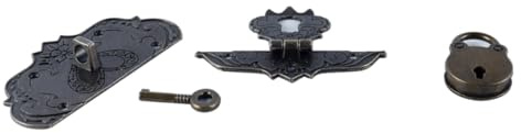 Gorise Antikes Vintage-Messing-Haspenschloss-Set, 76 X 57 Mm, Dekorative Möbelbeschläge Aus Zinklegierung Für Schmuckschatullen, Holztruhen, Schränke, Gepäck Und Rustikales Dekor