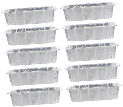 FUNOMOCYA Moules à Gâteau en Aluminium Argenté en Aluminium Épais Jetables Lot de 10 850 Ml, Légers et Portables, pour Cuisson de Pain et Pâtisserie