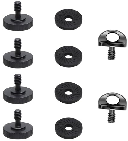 VOSSOT 6Pièces Kit Vis Caméra1/4 Pouce Vis Trépied Métal avec D-Ring et Rondelle Antidérapante Fixation Universelle Appareil Photo pour Plaque de Dégagement Rapide, Stabilisateur, Support, Sangle