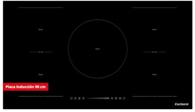 Corberó - Placa de Inducción | CCIG5F800FZ | 7360 W | 5 Zonas de Cocción | 2 Zonas Flexibles| zona grande 28cm | 14 Niveles de Potencia | Control Táctil Slider| Teclado oculto | 5 Boosters | Negro