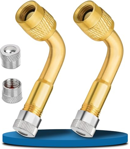 2 Pièces Rallonge Valve Pneu, Universelles 36 mm Adaptateur Valve, 90 Degrés Embout Gonflage Pneu Voiture H62 Laiton, Valve Coudée Moto Adaptateur de Valve pour Voitures, Camions, Motos, Vélos